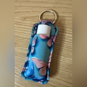 Butterfly lighter lipstick Keychain Lip Balm Holder new purple with blue